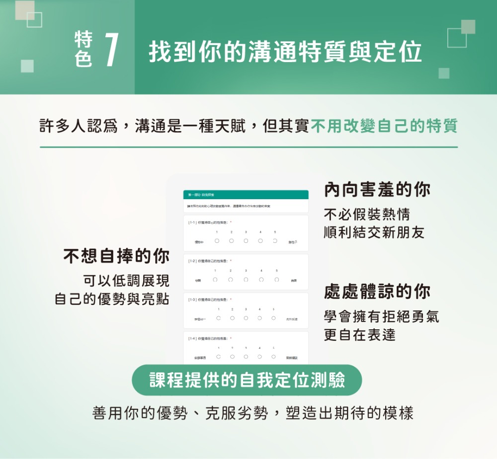 課程特色1找到你的溝通特質與定位